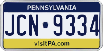 PA license plate JCN9334