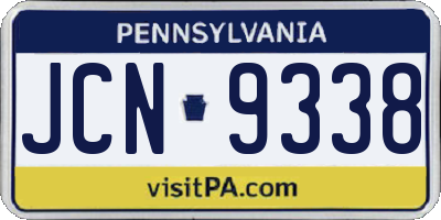 PA license plate JCN9338
