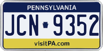 PA license plate JCN9352
