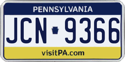 PA license plate JCN9366