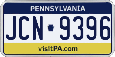PA license plate JCN9396