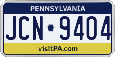 PA license plate JCN9404