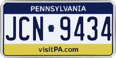 PA license plate JCN9434