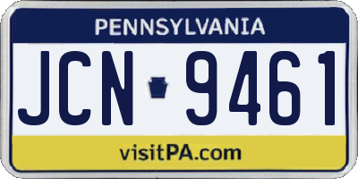 PA license plate JCN9461