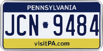 PA license plate JCN9484