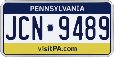 PA license plate JCN9489