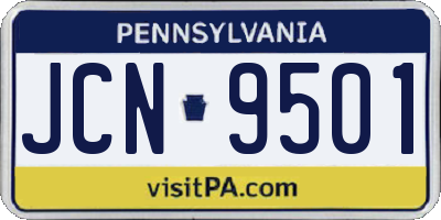 PA license plate JCN9501