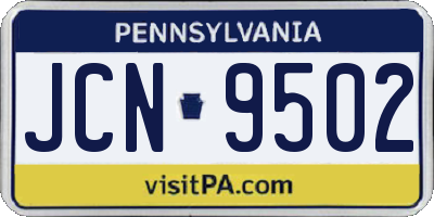 PA license plate JCN9502