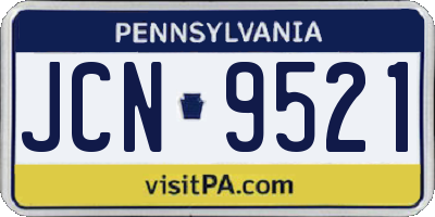PA license plate JCN9521