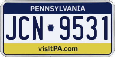 PA license plate JCN9531