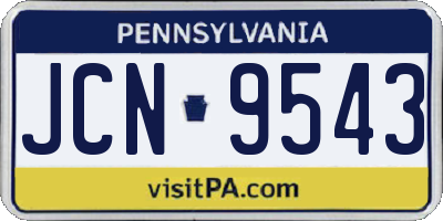 PA license plate JCN9543