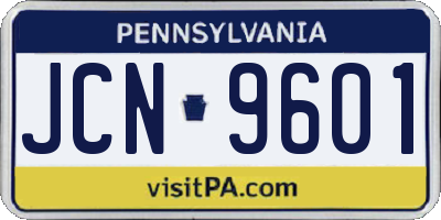PA license plate JCN9601