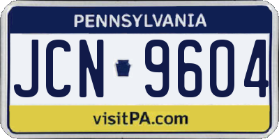 PA license plate JCN9604