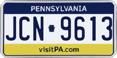 PA license plate JCN9613