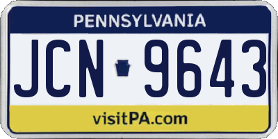 PA license plate JCN9643