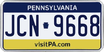 PA license plate JCN9668