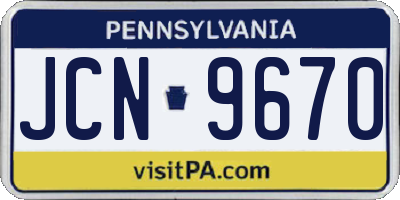 PA license plate JCN9670