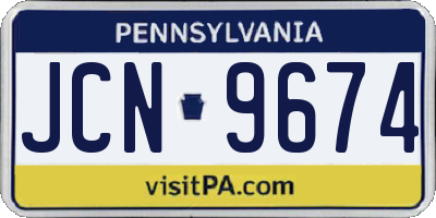 PA license plate JCN9674