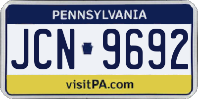 PA license plate JCN9692