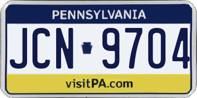 PA license plate JCN9704
