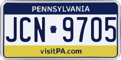 PA license plate JCN9705