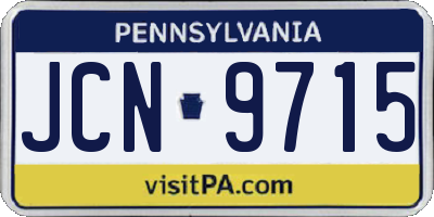 PA license plate JCN9715