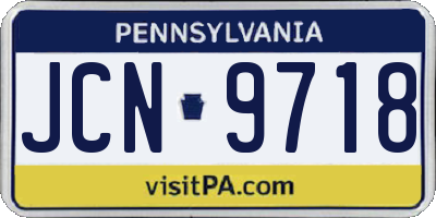 PA license plate JCN9718