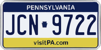 PA license plate JCN9722