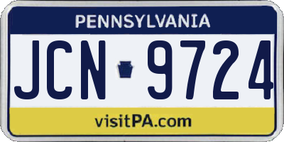 PA license plate JCN9724