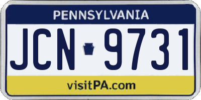 PA license plate JCN9731