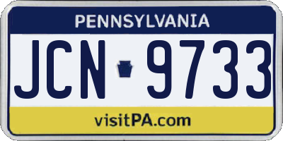 PA license plate JCN9733