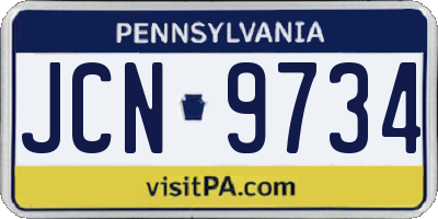 PA license plate JCN9734