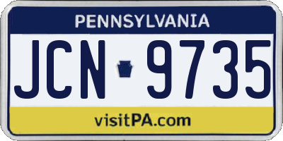 PA license plate JCN9735