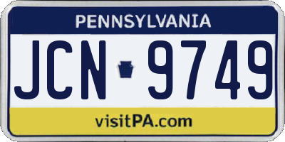 PA license plate JCN9749