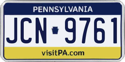 PA license plate JCN9761