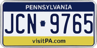 PA license plate JCN9765