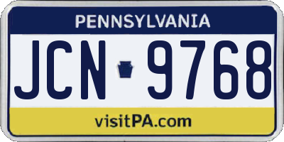 PA license plate JCN9768