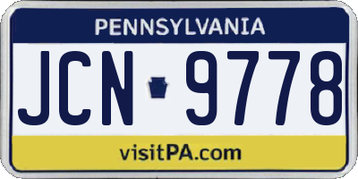 PA license plate JCN9778