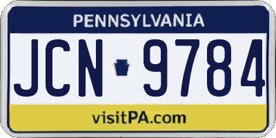 PA license plate JCN9784