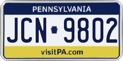 PA license plate JCN9802