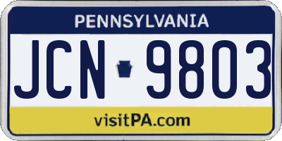 PA license plate JCN9803