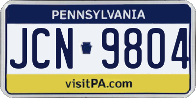 PA license plate JCN9804