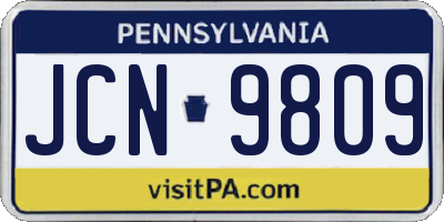 PA license plate JCN9809