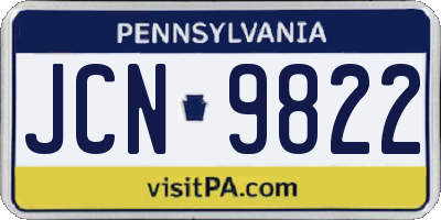 PA license plate JCN9822