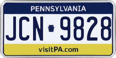 PA license plate JCN9828