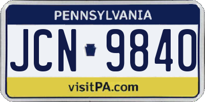 PA license plate JCN9840