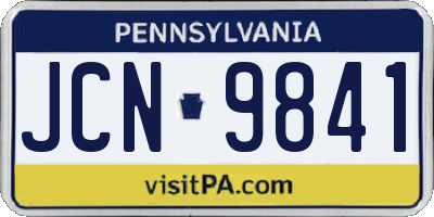 PA license plate JCN9841