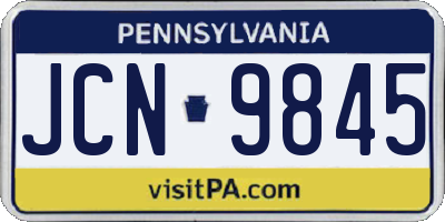 PA license plate JCN9845