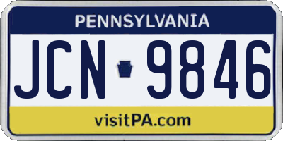 PA license plate JCN9846