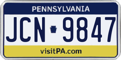 PA license plate JCN9847
